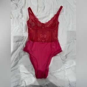 House of CB Red Lace Bodysuit Top